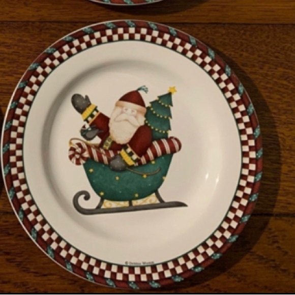 Debbie Mumm Sakura Santa’s Spirit 4 Dessert Plates Set cookies Christmas holiday - Picture 6 of 7